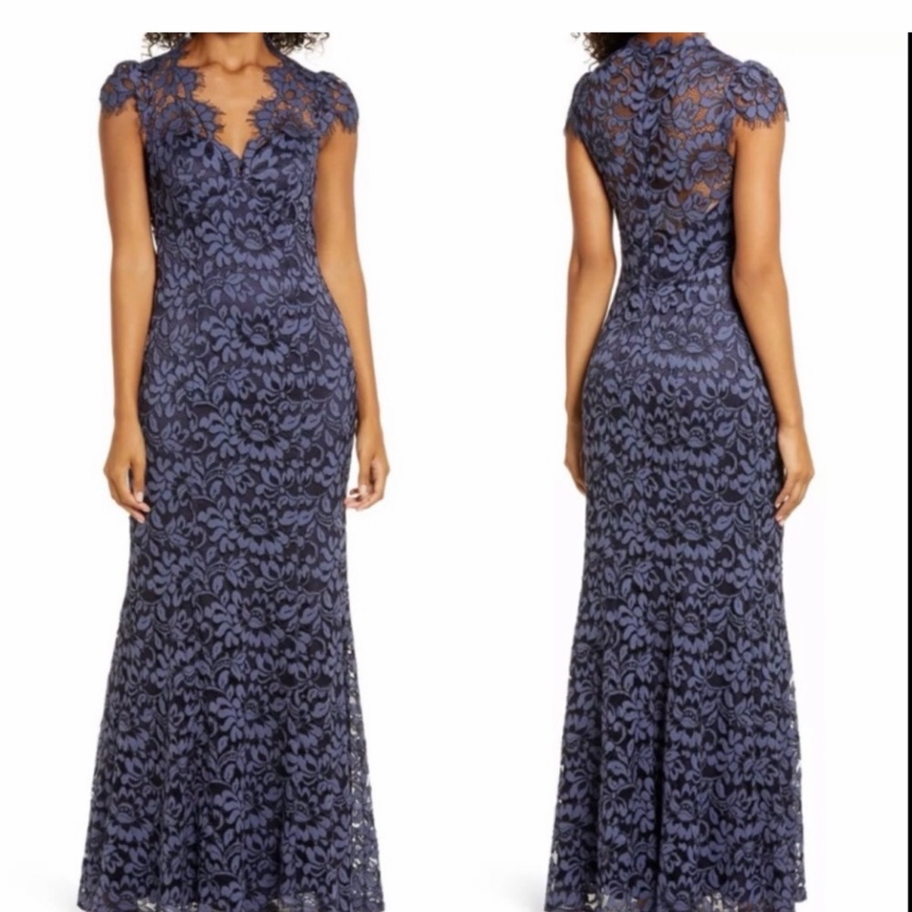 Eliza J Navy Lace Gown